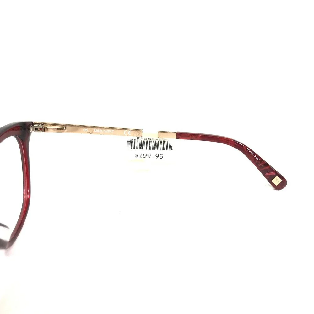 Nine West Eyeglasses Frames NW8004 602 Clear Red Gold Cat Eye Full Rim 52-17-135